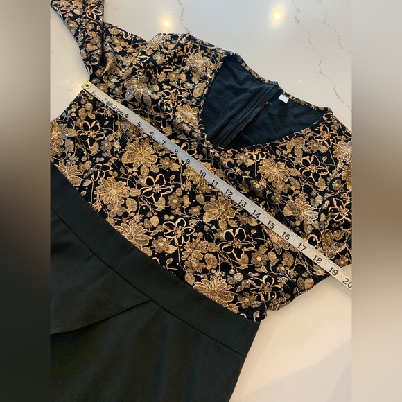 Jumpsuit  Long Split Pants Cocktail Gold Black Sparkle Jumpsuit Size Large NWOT - Picture 8 of 12